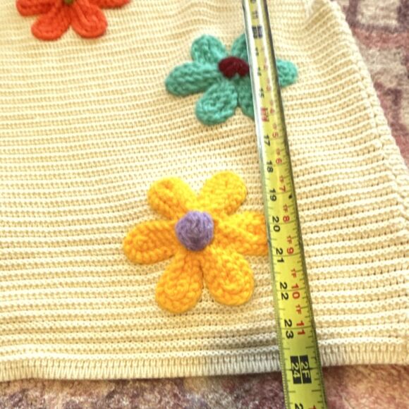 BIBI Women's White Cotton Knit Crochet Floral Sleeveless Round Neck Tank Top XL - Picture 5 of 7